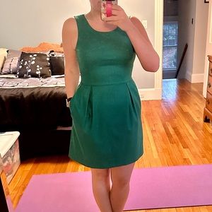 J Crew Pleated Ponte dress in emerald